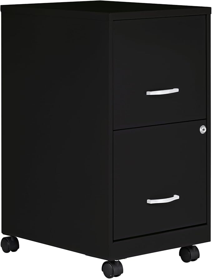Lorell 2-Drawer Mobile File Cabinet, 14.2" x 18" x 26.5", Black