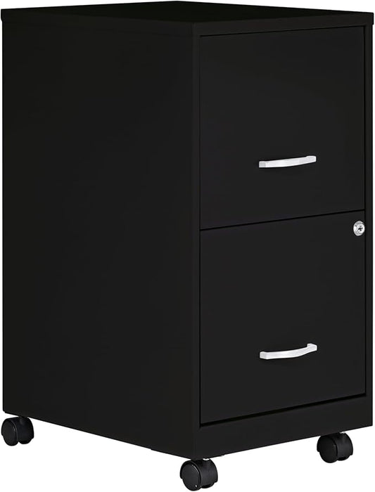 Lorell 2-Drawer Mobile File Cabinet, 14.2" x 18" x 26.5", Black