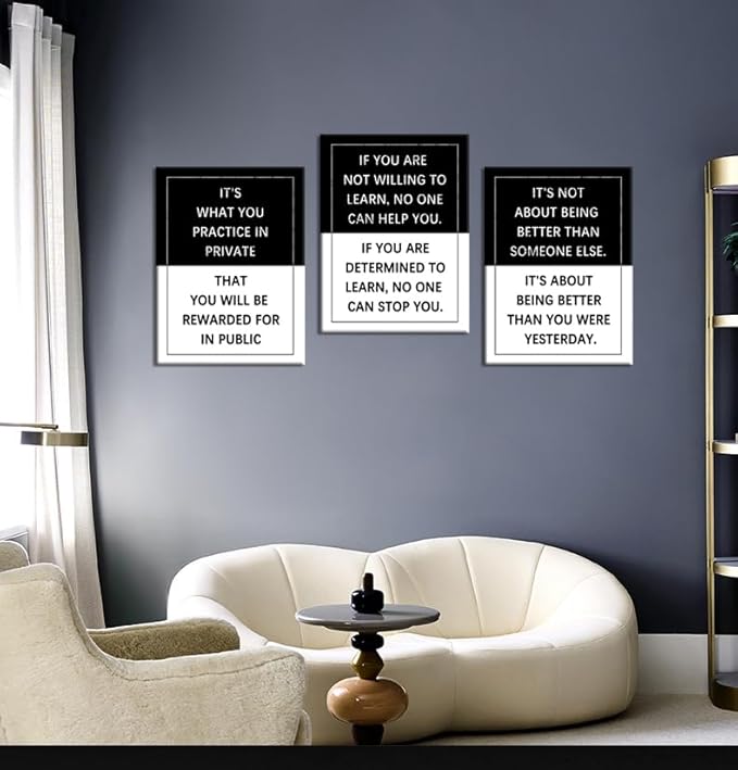 Inspirational Wall Art 3 Piece Practice Entrepreneur quote Motivational Poster Canvas Prints Artwork for Office Living Room Modern Home Decor Painting Pictures Stretched and Framed [36''Wx 16''H]