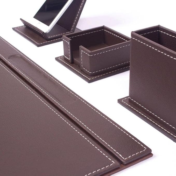 Desk Set 13 Pieces Desk Organizer Office Accessories Desk Accessories Office Supplies Office Organizer Sigle Document Tray (Color : Black (Brown Thread)) (Black (White Thread))