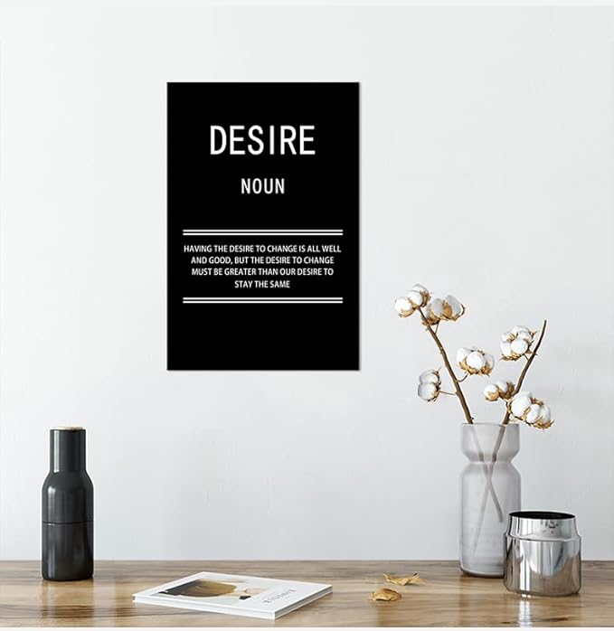 WYJZDZQ8 Desire Noun Motivational Canvas Office Print Wall Art Inspirational Picture Poster Painting Modern Inspiring Artwork for Home Living Room Bedroom Decor Ready to Hang [12''W x 18''H]