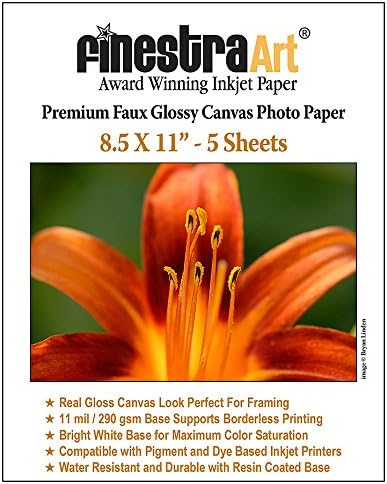 8.5" X 11" Canvas Textured Premium Inkjet Photo Paper - 5 Sheets