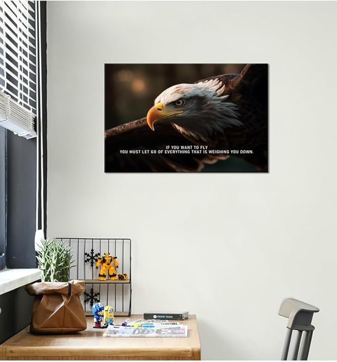 If You Want To Fly Animal Inspirational Canvas Wall Art Motivational Quotes Eagle Posters Picture Prints Modern Home Decor Painting Artwork for Office Stretched and Framed [12''W x 18''H]
