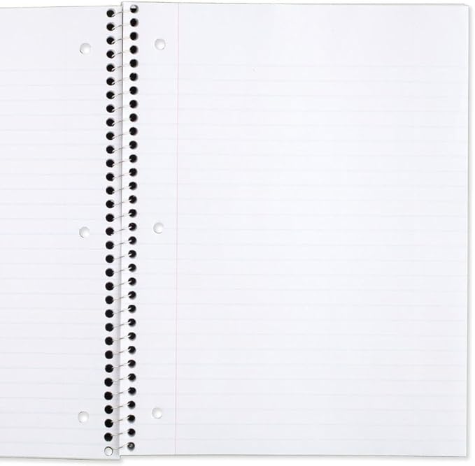 Mead Spiral Notebook, 6 Pack, 1 Subject, Wide Ruled Paper, 7-1/2" x 10-1/2", 70 Sheets per Notebook, Colors Will Vary (930201-ECM25)