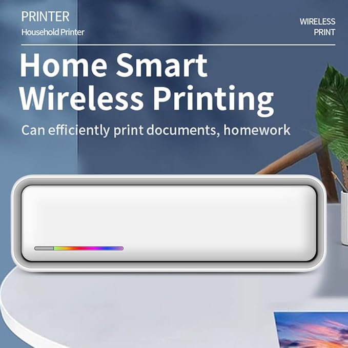 A4 Portable Paper Printer Thermal Printing Wireless BT Connect Compatible with iOS and Android Mobile Photo Printer Port 210mm Wide for Outdoor Travel Home Office Printing Sketches Reports
