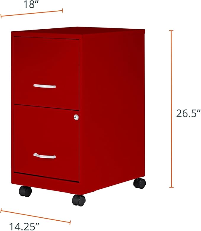 Lorell LYS SOHO File/File Mobile File Cabinet, Red