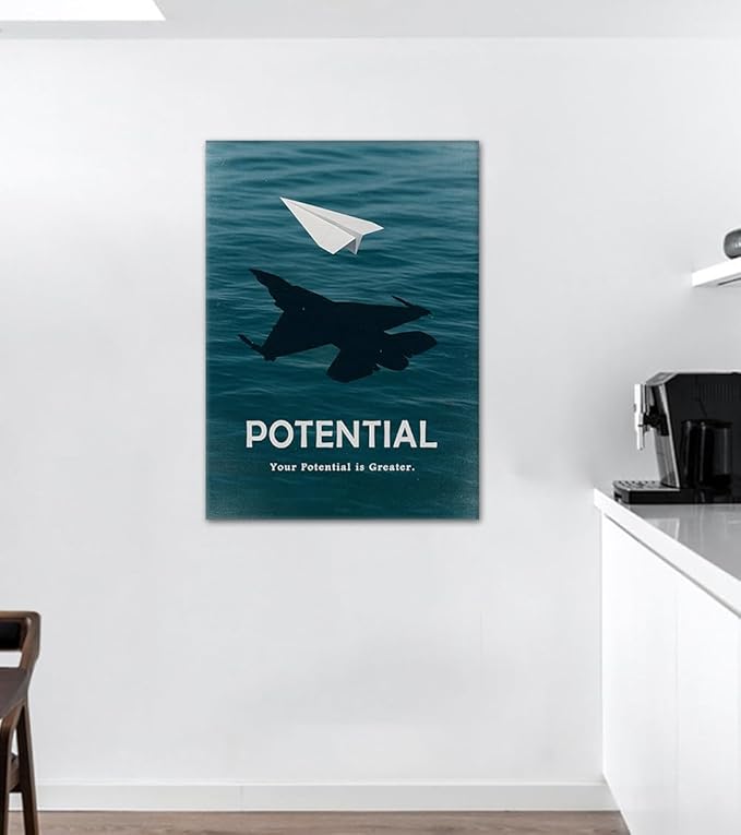 Yatsen Bridge Inspirational Quote Wall Art - Your Potential is Greater Canvas Print Motivational Wall Decor Entrepreneur Mindset Poster Office Artwork for Living Room Home Decoration, Framed 24x36 in