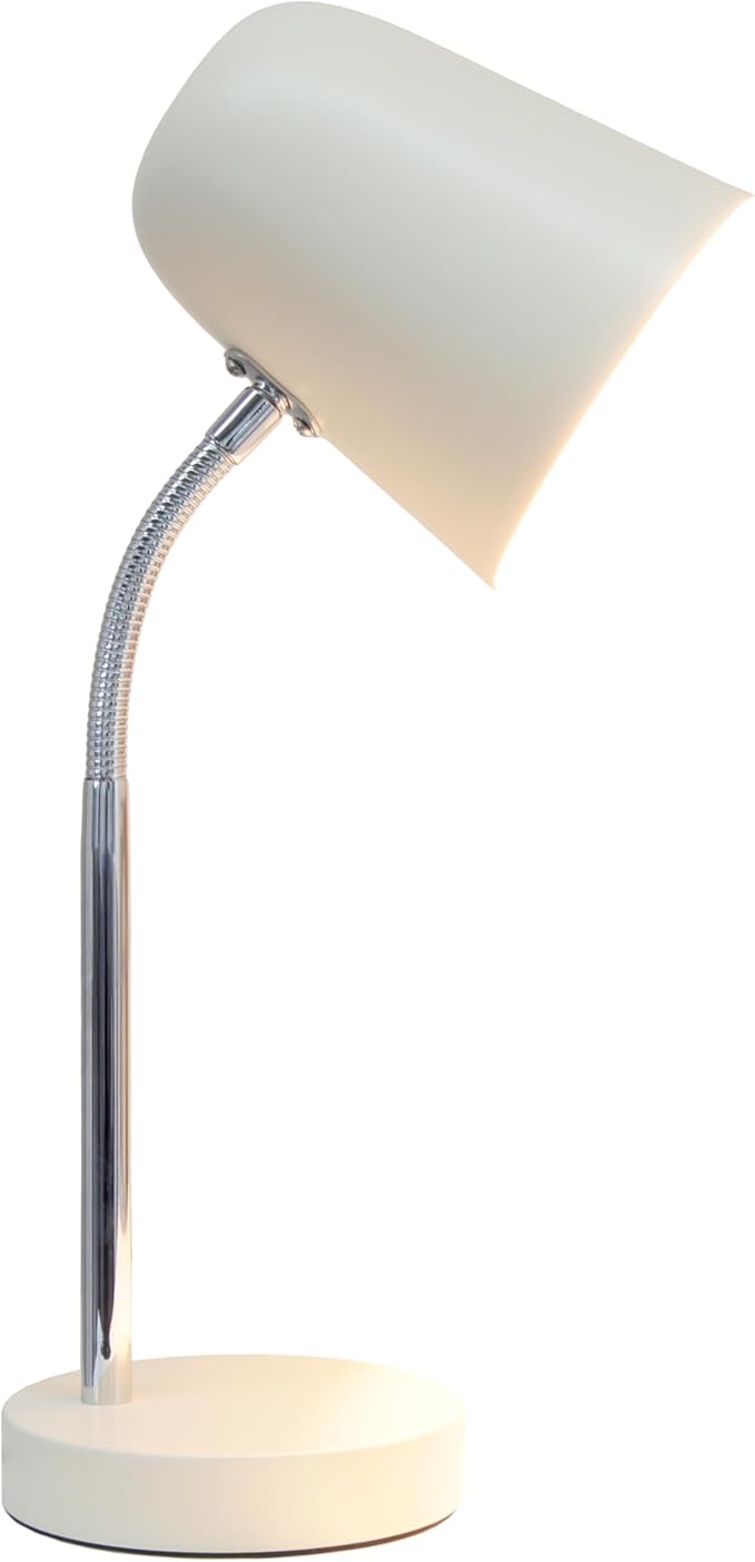 Simple Designs LD1075-CRM 15.28" Sleek Essentials Minimalist Metal Desk Task Lamp, for Office, Desk, Nightstand, Dorm, Cream
