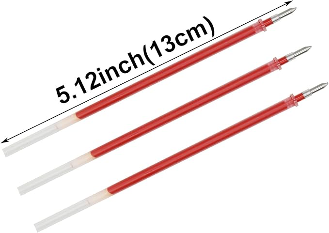 Maydahui 50 Pcs Red Gel Pen Refills with 5 mm Aperture 5.12 inch/13 cm Smooth Writing Pen Refills 0.7 mm Replacement Gel Ink Refills for Gel Rollerball Pens School Office Supplies(Red)