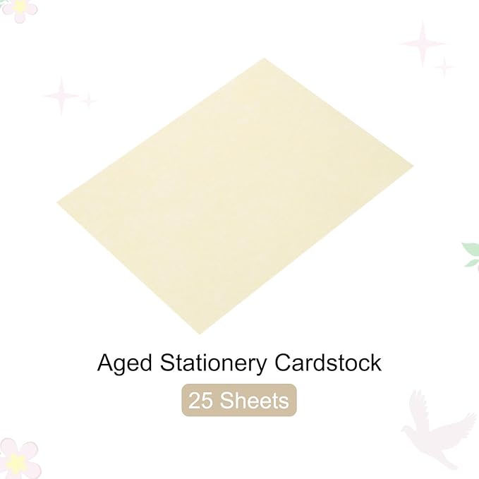 25 Sheets Parchment Paper Aged Look Stationery 200GSM Vintage Paper Sheet, [for Certificate, Invitation, Envelope] - 8.5 x 11 Inch/Cream Yellow