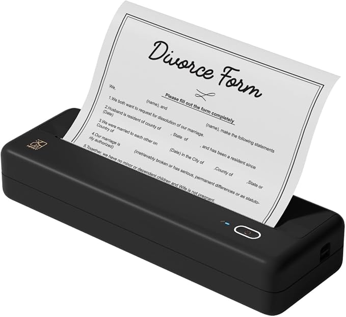 HPRT MT810 Wireless Portable Printer – Bluetooth Thermal Inkless Printer for Travel, Mobile Office, School and Home – Compatible with iOS, Android (Black)