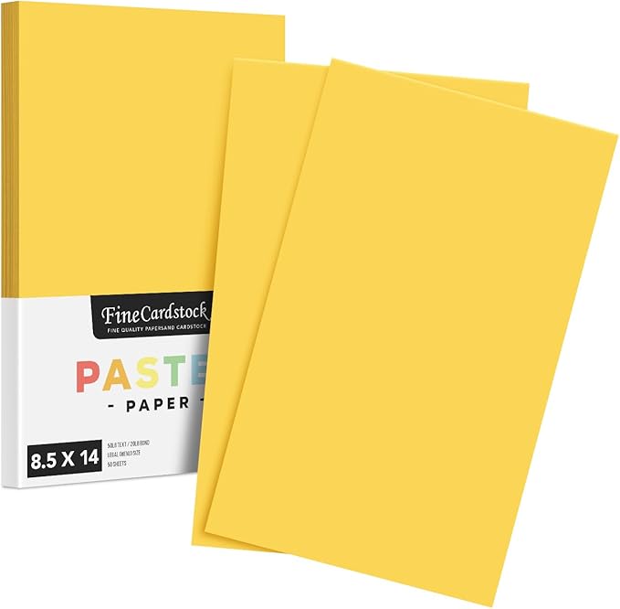 Goldenrod Pastel Colored Paper - Perfect for Documents, Invitations, Posters, Flyers, Menus, Arts and Crafts | 8.5" x 14" (Legal Size) | Regular 20lb Bond (75gsm) Paper - Smooth Finish | 50 Sheets