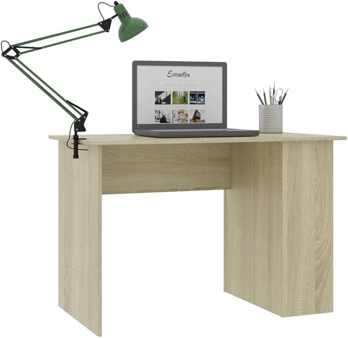 Modern Writing Desk Table with 2 Shelves, Study Computer Desk for Home, Sonoma Oak 43.3"x23.6"x28.7" Engineered Wood