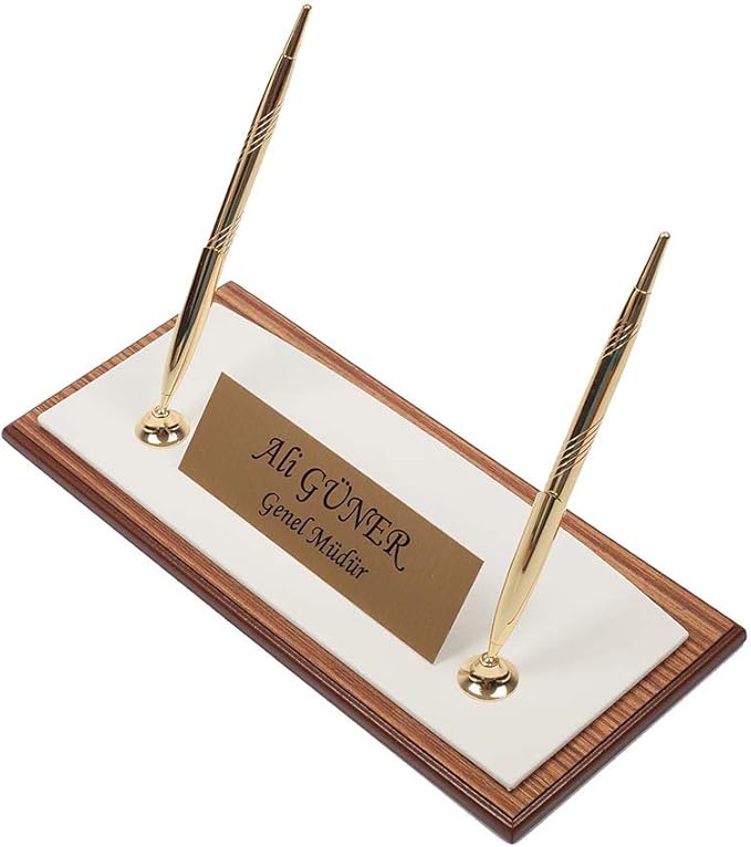 Leather Desk Set - Leather Organizer Desk Set - Walnut Wood Desk Set - Office Product - Desk Accessories Set - Office Desk Accessories - Home Office Accessories - Desk Supplies 11 PCS (White)