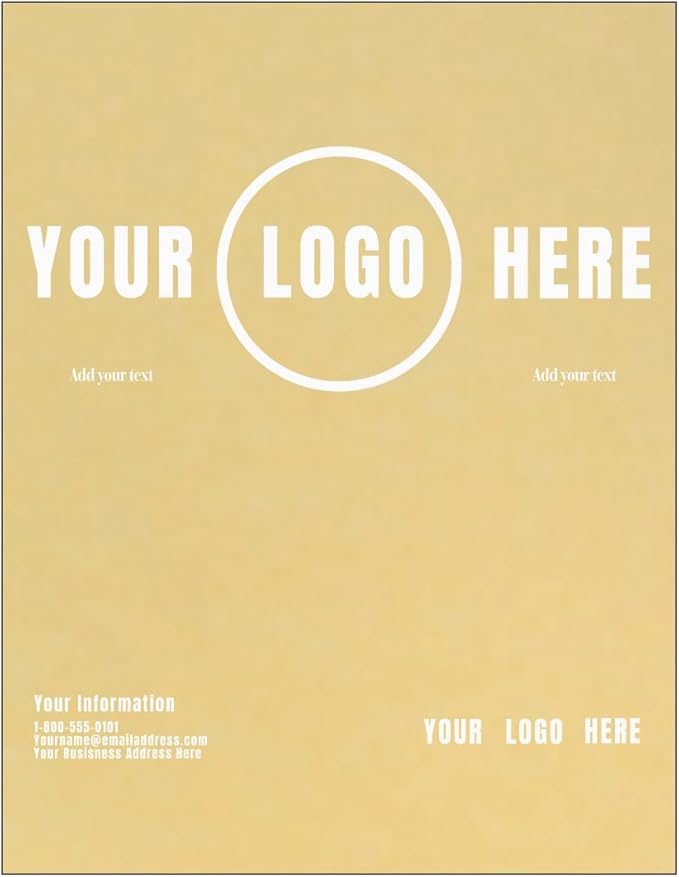 LUXPaper Custom Printed 8.5" x 11" Parchment Paper | Personalized Logo & Text | Letter Size | Gold | 60lb. Text | 100 Qty