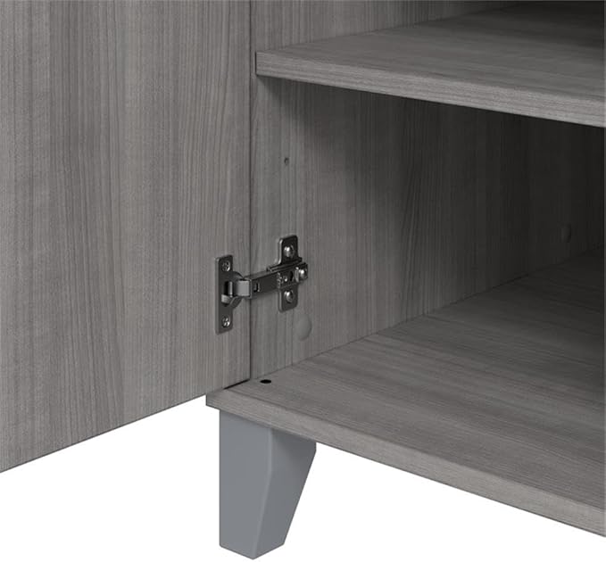 Bush Home Somerset 54W Office Desk with Drawer and Cabinet in Platinum Gray, Computer Table with Storage for Home Office Workspace