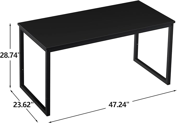 SUPER DEAL Computer Desk 47 Inch Modern Sturdy Office Desk PC Laptop Notebook Simple Writing Table for Home Office Workstation, Black