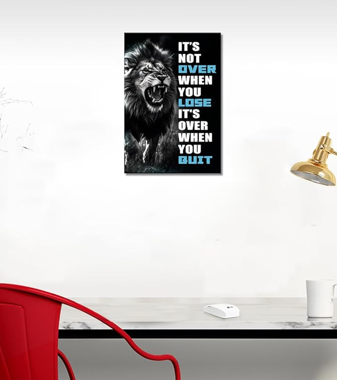 Novatique Inspirational Wall Decor Motivational Office Canvas Wall Art f Lion Picture Print Ready to Hang Motivational Quote Poster Room Decor for Bedroom,12 x 16inch