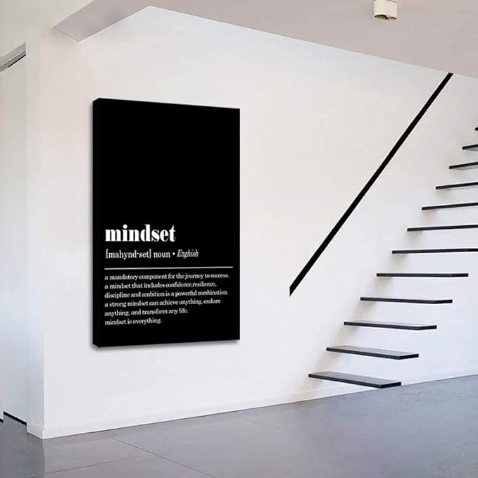 Yatsen Bridge Inspirational Office Wall Art Mindset Is Everything Canvas Print Black and White Motivational Positive Quotes Poster Entrepreneurs Home Decoration, 24" x 36"