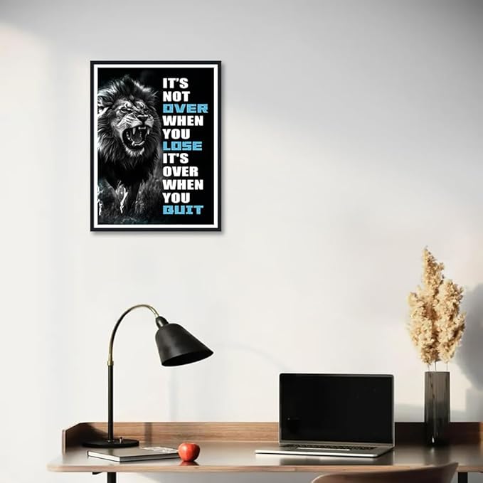Novatique Motivational Wall Decor Inspirational Wall Art Motivational Success Canvas Painting Lion Animals Quotes Office Decor Ready to Hang,12 x 16inch