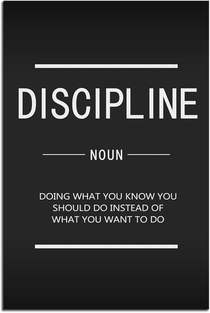Inspirational Canvas Wall Art Discipline Painting Poster Inspiring Entrepreneur Quotes Proverbs Picture Print Artwork Office Decoration Home Wall Decoration Frame Ready to Hang[12''W X 18''H]