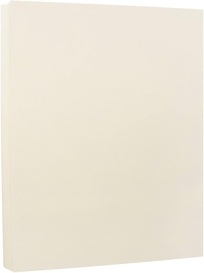 JAM PAPER Strathmore 88lb Cardstock - 8.5 x 11 Coverstock - 237 gsm - Ivory Wove - 25% cotton - 250 Sheets/Ream