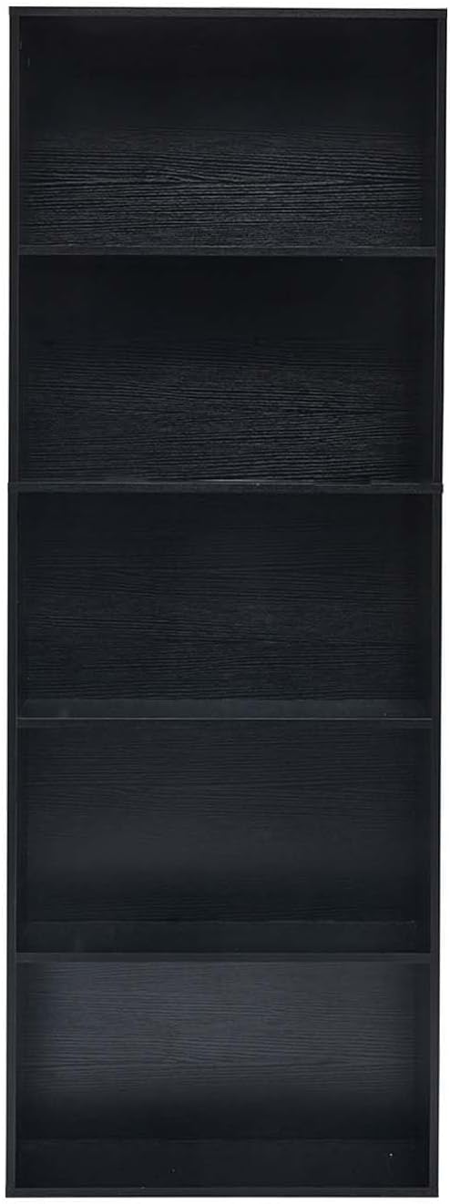 Tall Bookshelves with Cabinet, Office Storage Cabinets and Bookshelf, 5-Tier Wooden Bookcase with Storage, Floor Standing Display Cabinet Shelves for Living Room, Home Office, Black