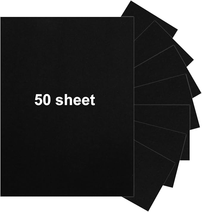 50 Pieces 8.5" x 11" Black Cardstock, Heavyweight Cardstock Sheets Blank Invitation Paper Greeting Cards Printable, 74lb Cover 200 GSM
