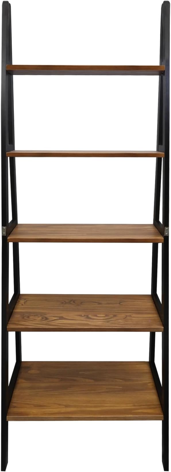 Casual Home 100% Solid Wood 5-Shelf Ladder Bookcase, Standard, 72" H, Two-Tone