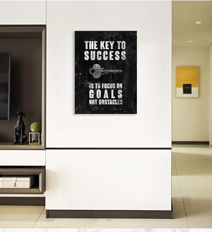 The Key to Success Is to Focus on Goals Not Obstacles Motivational Canvas Wall Art Inspirational Success Poster Printing Artwork Office Decoration Frame Home Classroom Ready to hang[30″W X 40″H]