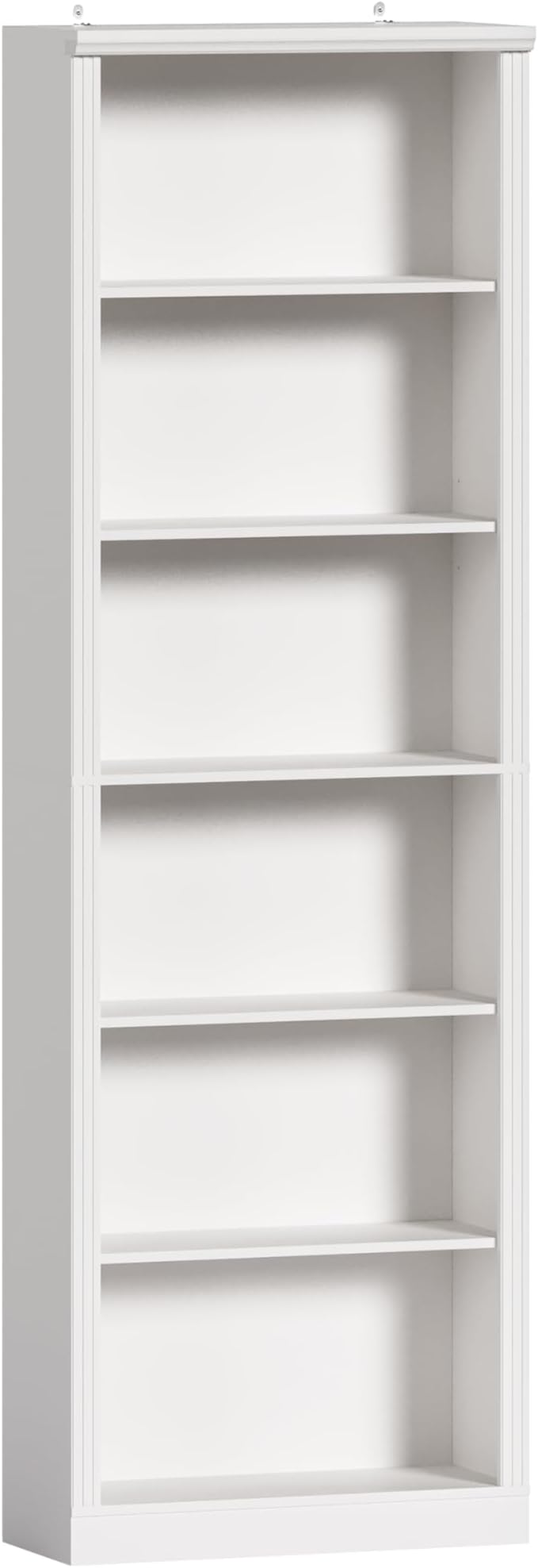 Tall Bookshelf, 6-Tier Bookcase with 2 Adjustable Shelves, Modern Farmhouse Storage for Living Room, Entryway, Office, 23.6" W x 74.8" H x 10.6" D, White