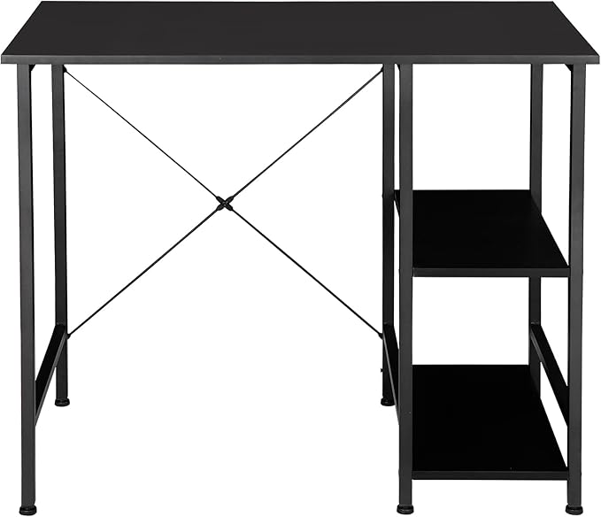 Home Office Desk Study Writing Computer Desk with 2 Storage Shelves, Small Industrial Modern Simple Style Laptop Table for Home, Office, Study, Bedroom, Gaming, (36 Inch, Black)