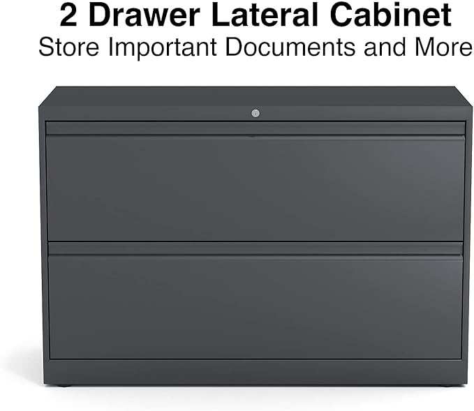 Lorell 2-Drawer Lateral File, 42 by 18-5/8 by 28-1/8-Inch, Charcoal