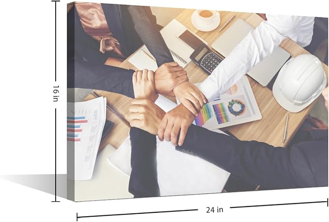 TUMOVO Wall Art For Office Team Hands Holding Pictures 1 Panel Inspirational Wall Art Positive Modern Decor Poster Canvas Print (16" Wx24 H)