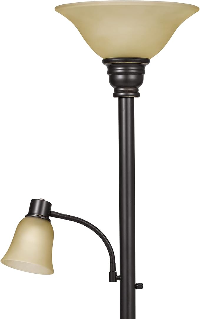 Catalina Lighting 18223-002 Transitional Uplight Floor Lamp with Reading Light, Standing Lamp, Living Room Light, LED Bulb NOT Included,71", Dark Bronze