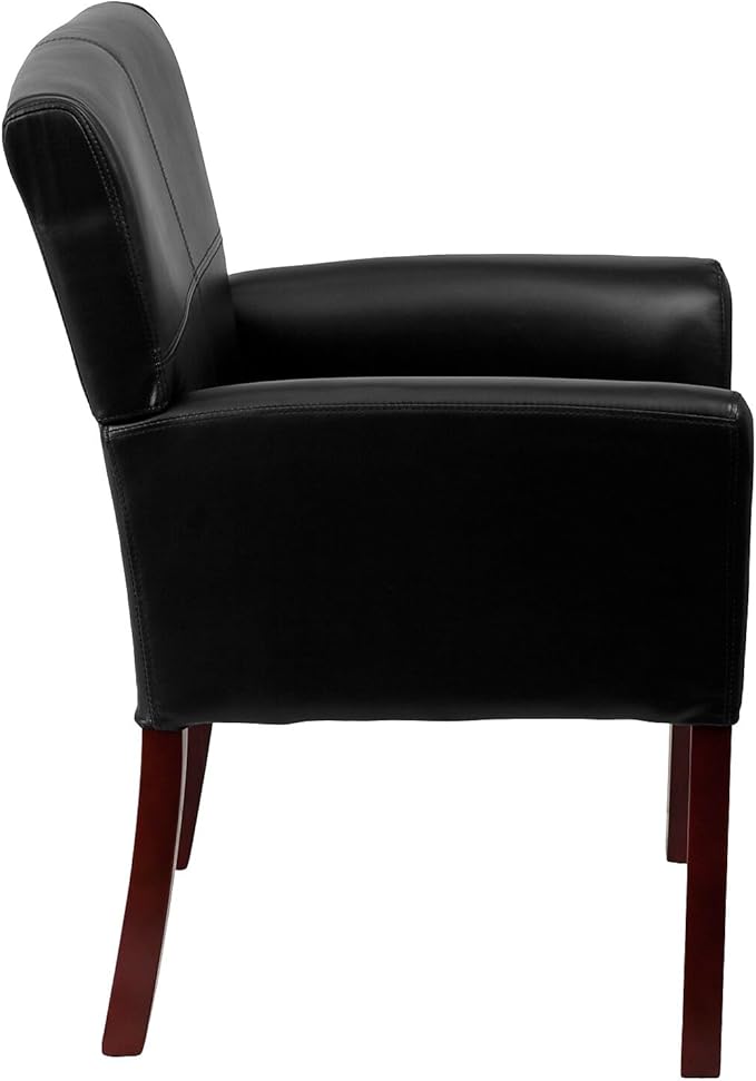 Flash Furniture Taylor LeatherSoft Upholstered Executive Side Reception Chair, Lobby Chair with Cushions and Padded Arms, Black