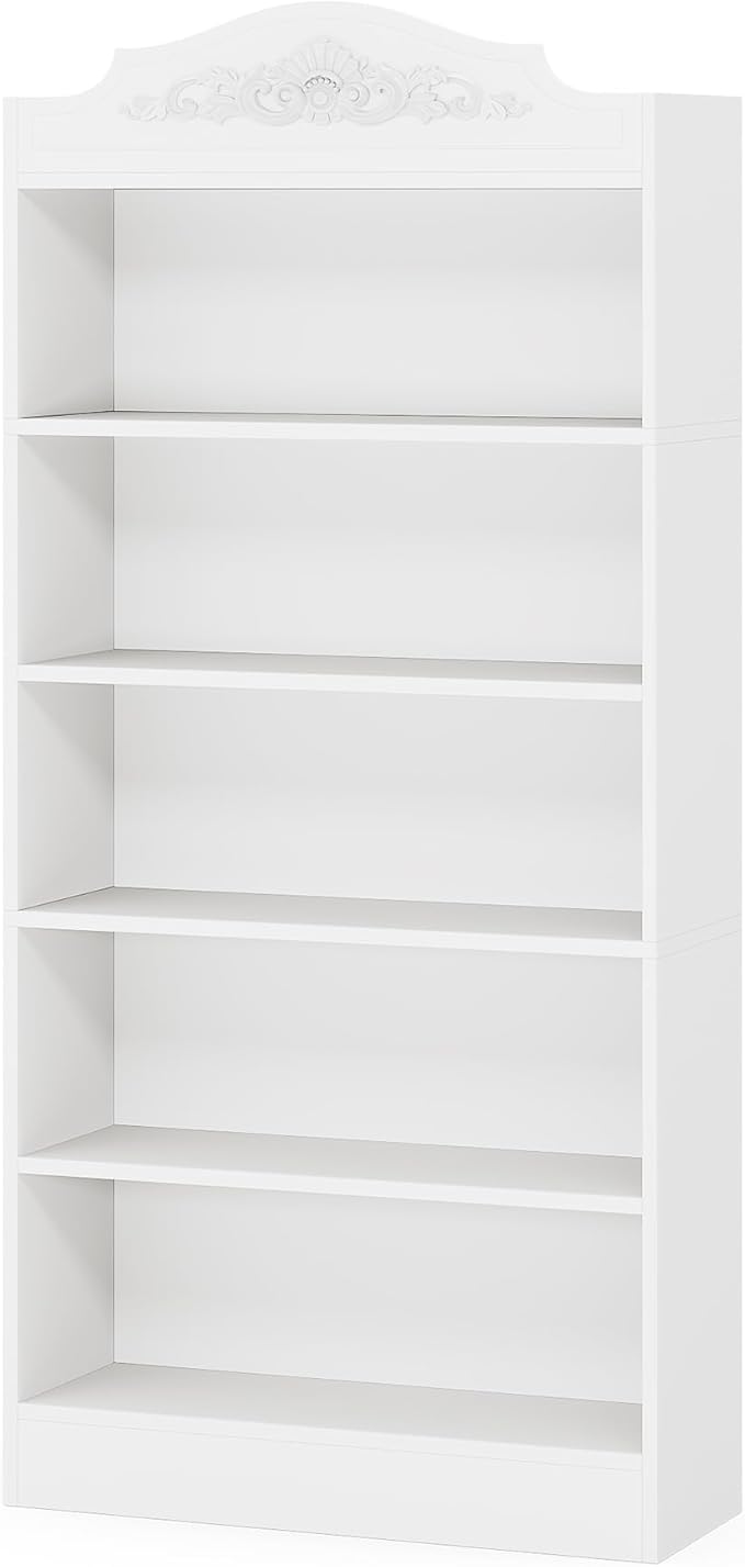 Tribesigns 73 Inch Modern White 5 Tier Bookshelves Bookcases, 5-Shelf Library Bookcase with Shelves, Freestanding Etagere Shelving Unit for Living Room/Home (1)