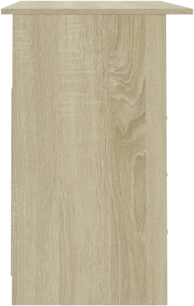 Modern Writing Computer Desk with 3 Drawers, Home Office Desk Writing Study Table PC Desk Workstation for Bedroom, Sonoma Oak 43.3"x19.7"x29.9" Engineered Wood(I)