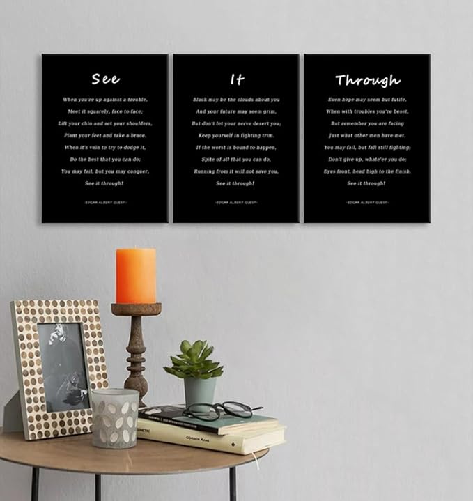 WYJDFART Motivational Wall Art See It Through Poem 3-Piece Poster Canvas Printed Poster with Inspirational Quotes Positive Wall Decor for Office Bedroom and Living Room Ready to Hang [36''Wx 16''H]