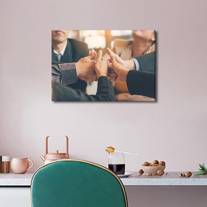 1 Panel Canvas Wall Art VMultiethnic People Group Working Togetherness Pictures Modern Decor Poster Canvas Print Frame Ready To Hang (12"Wx18"H)