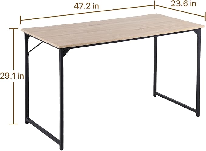 Dkelincs Computer Desk 47” Writing Desk Modern Simple Style Office Desk with Metal Frame for Home Office Easy Assembly,Nature