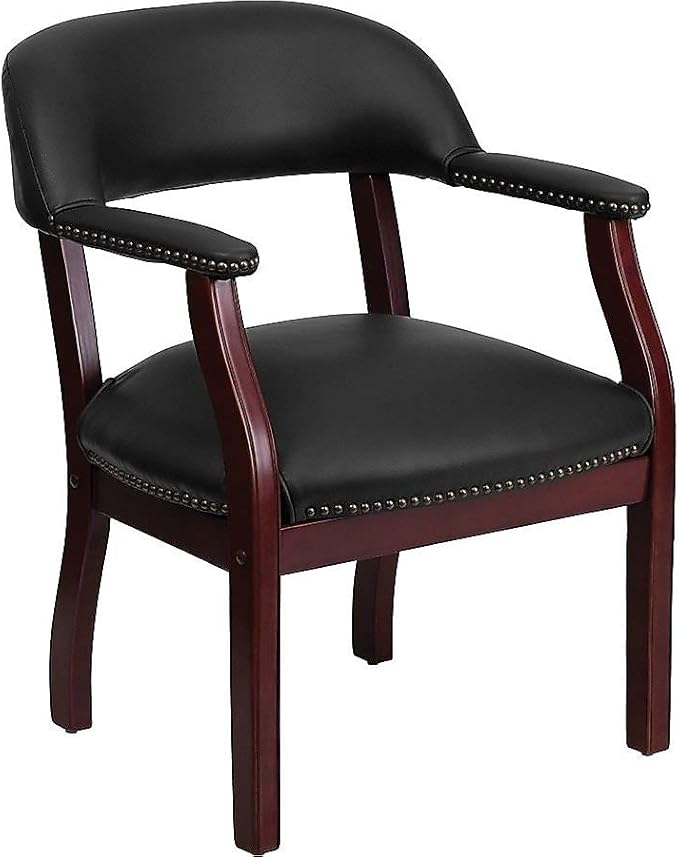 Flash Furniture Diamond Black Vinyl Luxurious Conference Chair with Accent Nail Trim