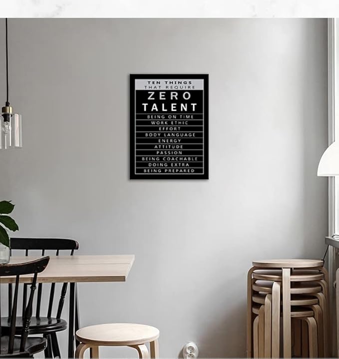 WYJZDZQ8 Inspirational Canvas Wall Art Motivational Painting Positive Entrepreneur Quotes Poster Ten Things That Require Zero Talent Print Home Office Wall Decor Artwork Ready to Hang[18" W x 24" H]