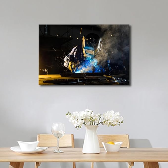 TUMOVO Machine Tools Paintings for Wall Decorations Welding Canvas Art Prints 1 Piece Wall Art Bedroom Wall Decor Living Room Decor Stretched and Framed Ready to Hang Arts & Crafts, 16" x24"