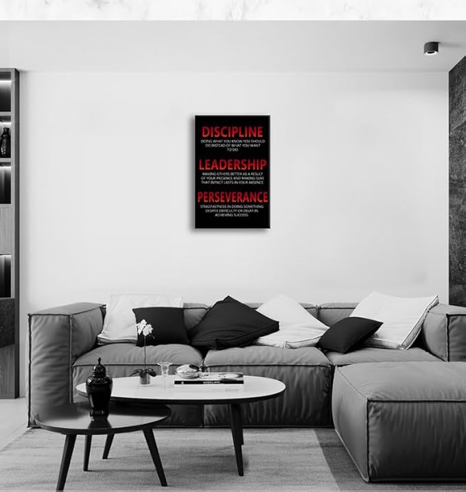 Inspirational Poster Discipline Leadership Perseverance Quote Motivational Wall Art for Office Canvas Painting Prints Wall Pictures for Living Room Bedroom Decor Framed Artwork [24''W x 36''H]