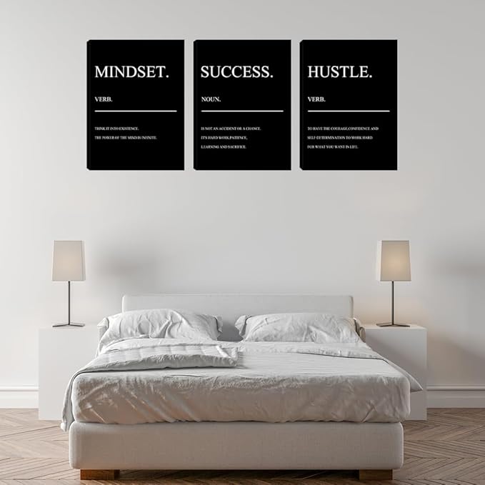 Inspirational Posters Motivational Wall Decor Canvas Wall Art Inspiring Painting Print Black Quotes Success Motivational Posters Office Wall Decor Home Living Room Bedroom Office Decor Framed Artwork
