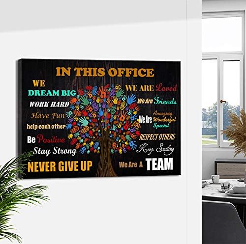 Wall Art for Office Motivational Wall Art Inspirational Poster Quotes Office Wall Decor for Girls Women Room Décor Canvas Print Framed Rustic Canvas Art Framed In This Office 16x24inch Ready to Hang