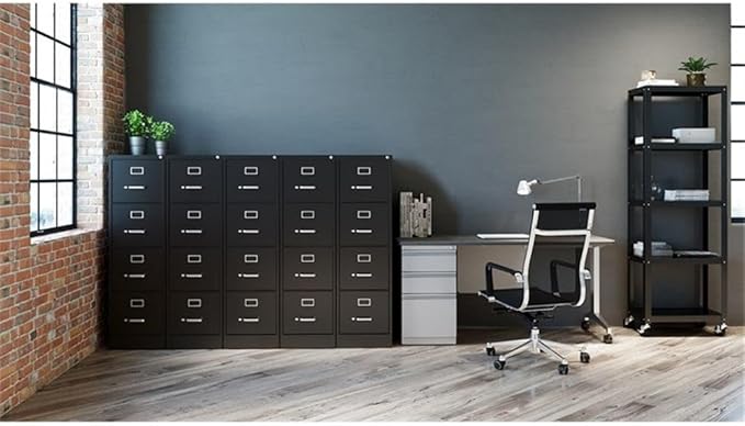 Pemberly Row Set of 3 Metal 4-Drawer Letter Width Vertical File Cabinet Black