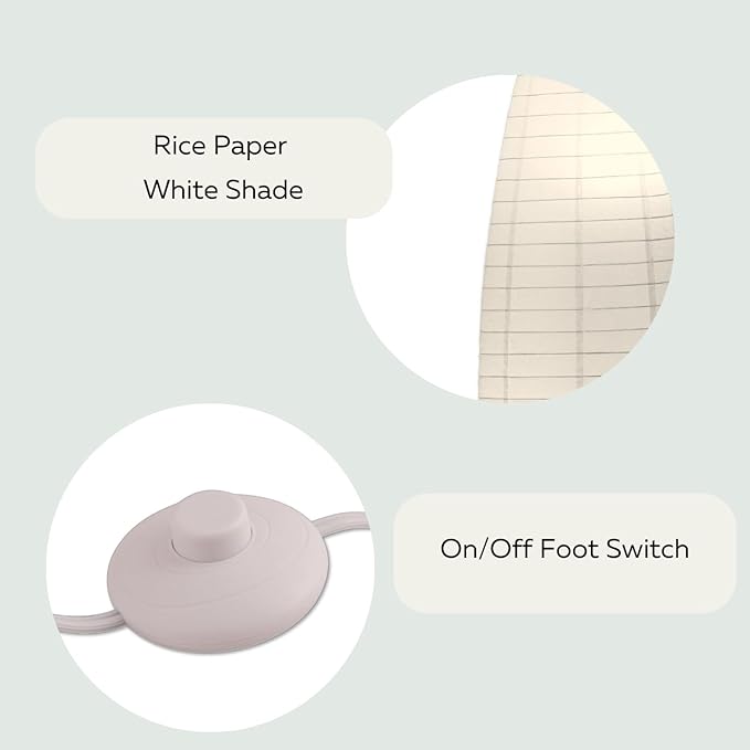 LIGHTACCENTS 59-Inch Rice Paper Floor Lamp – Japanese-Style Lantern with White Paper Shade, Modern Standing Lamp for Living Room, Bedroom, Office, Soft Ambient Lighting for Home Décor