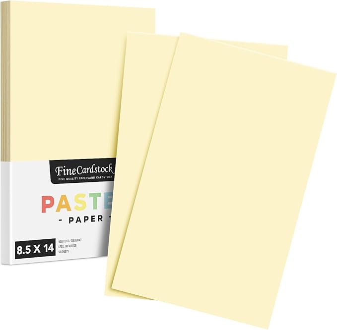 Ivory Pastel Colored Paper - Perfect for Documents, Invitations, Posters, Flyers, Menus, Arts and Crafts | 8.5" x 14" (Legal Size) | Regular 20lb Bond (75gsm) Paper - Smooth Finish | 50 Sheets